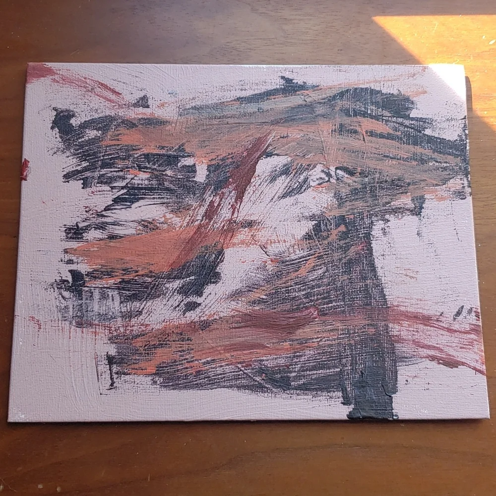 Handmade Abstract Acrylic Painting on Canvas Board- bold action painting! - Picture 2 of 4